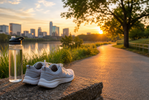 Sunrise walking path for 16:8 intermittent fasting morning workout