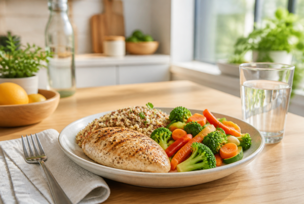 Balanced meal plate for diet-alone weight loss guidance