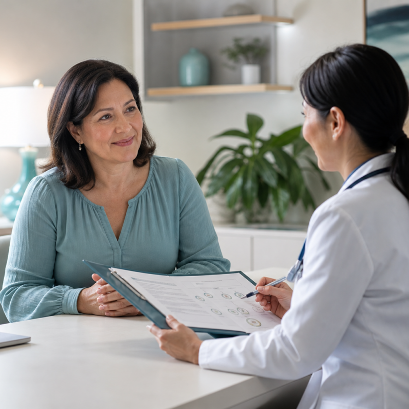 Physician consulting with patient about supervised appetite support options