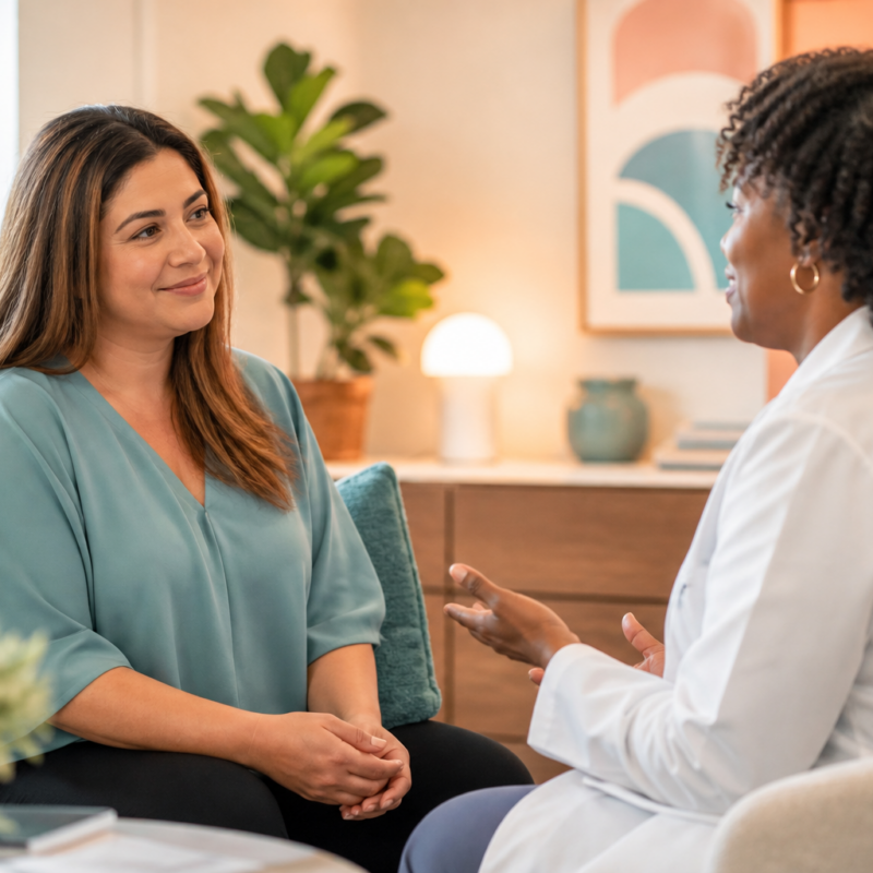 Warm clinic consultation about medical weight loss injections