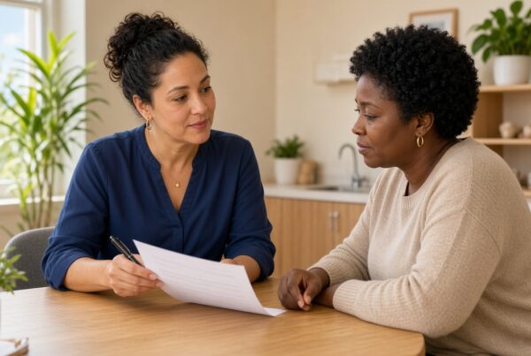 Clinician and patient reviewing a written plan during a medical weight loss visit